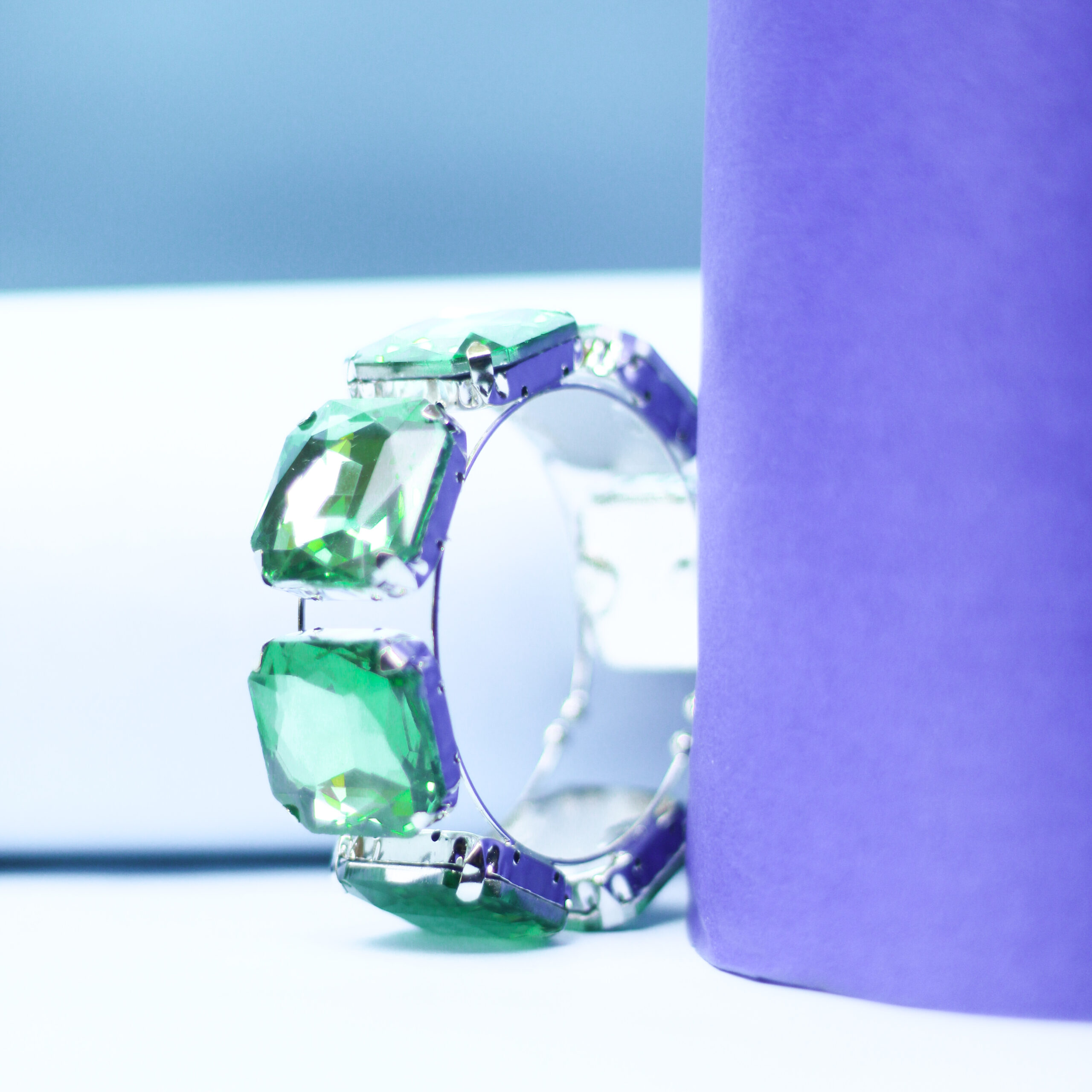 Korean Glass Stone Light Glossy Crystal Jade Green Bracelet